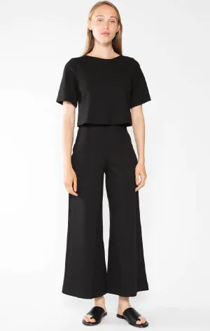 Ponte Knit Cropped Wide Leg Pant