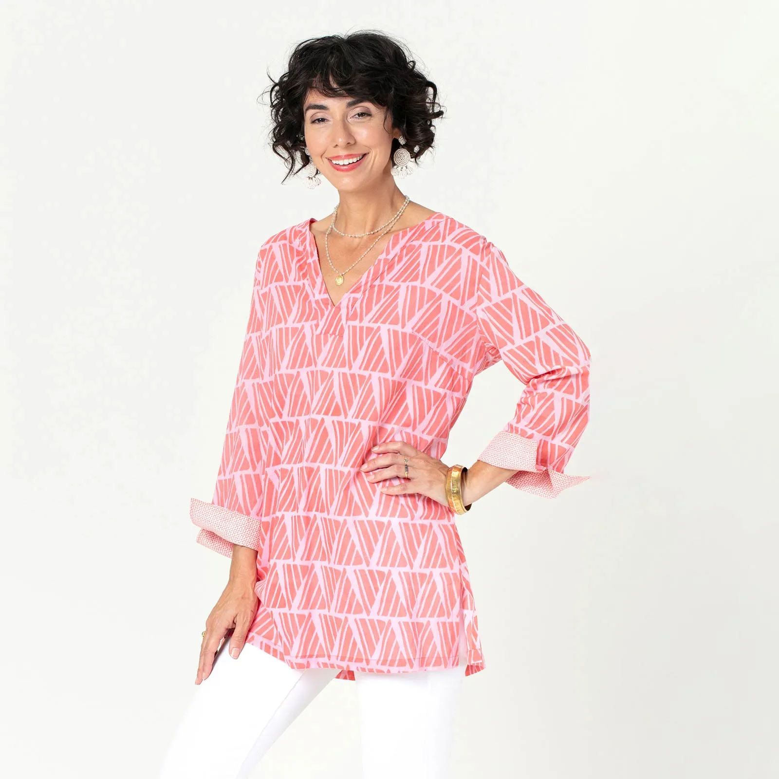 Shyla Pink blu Cotton Kurta Tunic