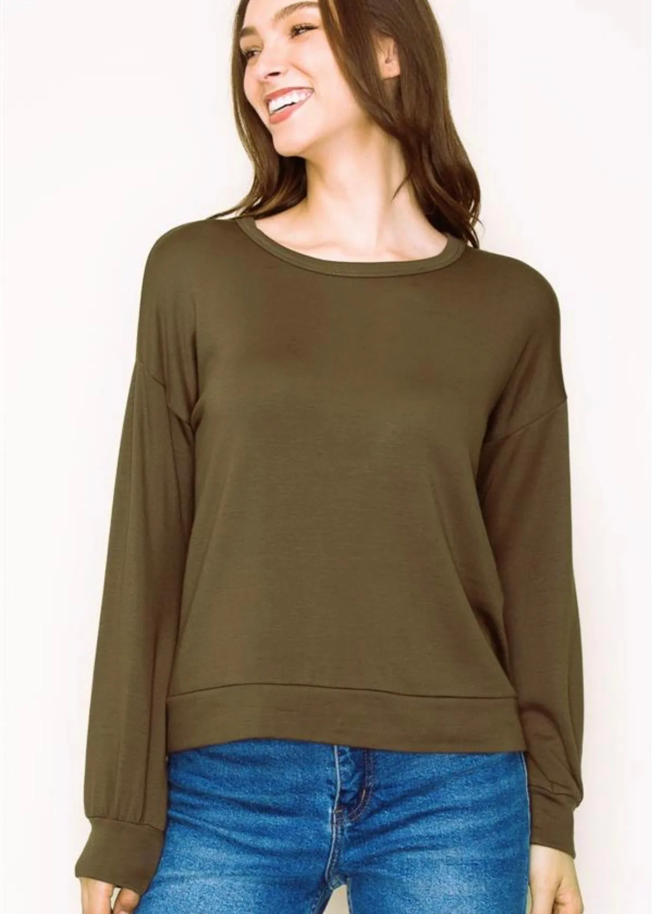 Soft Lightweight Long Sleeve Basic Tops - 2 Colors!