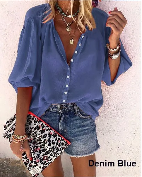 Solid Color Button Loose Shirt(11 Colors)