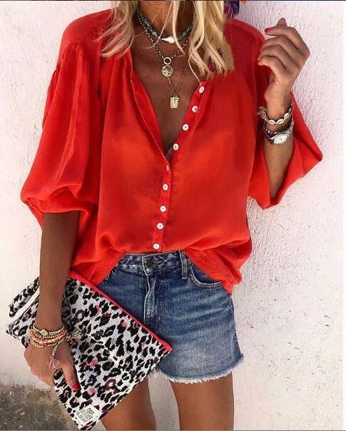 Solid Color Button Loose Shirt(11 Colors)