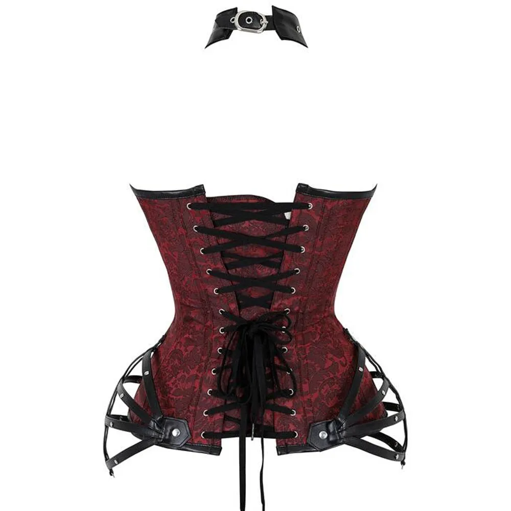 Steampunk Corset Gothic Steel Boned Zipper Overbust Bustier Steel Boned Women Slimming Body Tops Plus Size Sexy Halter Corsets