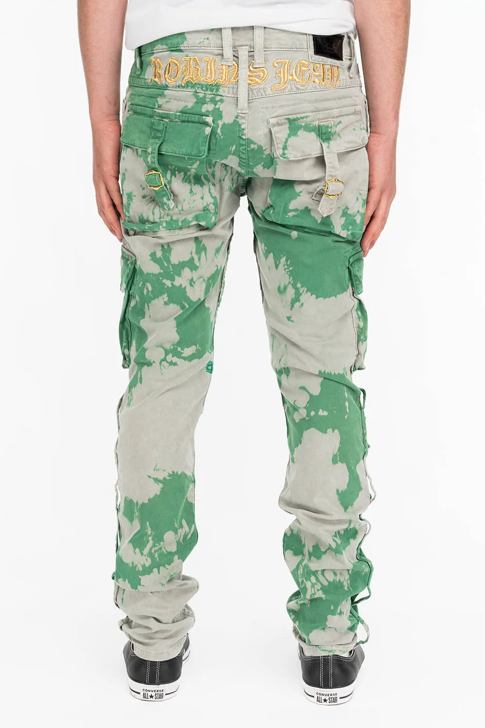 TIEDYE MILITARY STYLE MENS CARGO PANTS IN GREEN AND GRAY