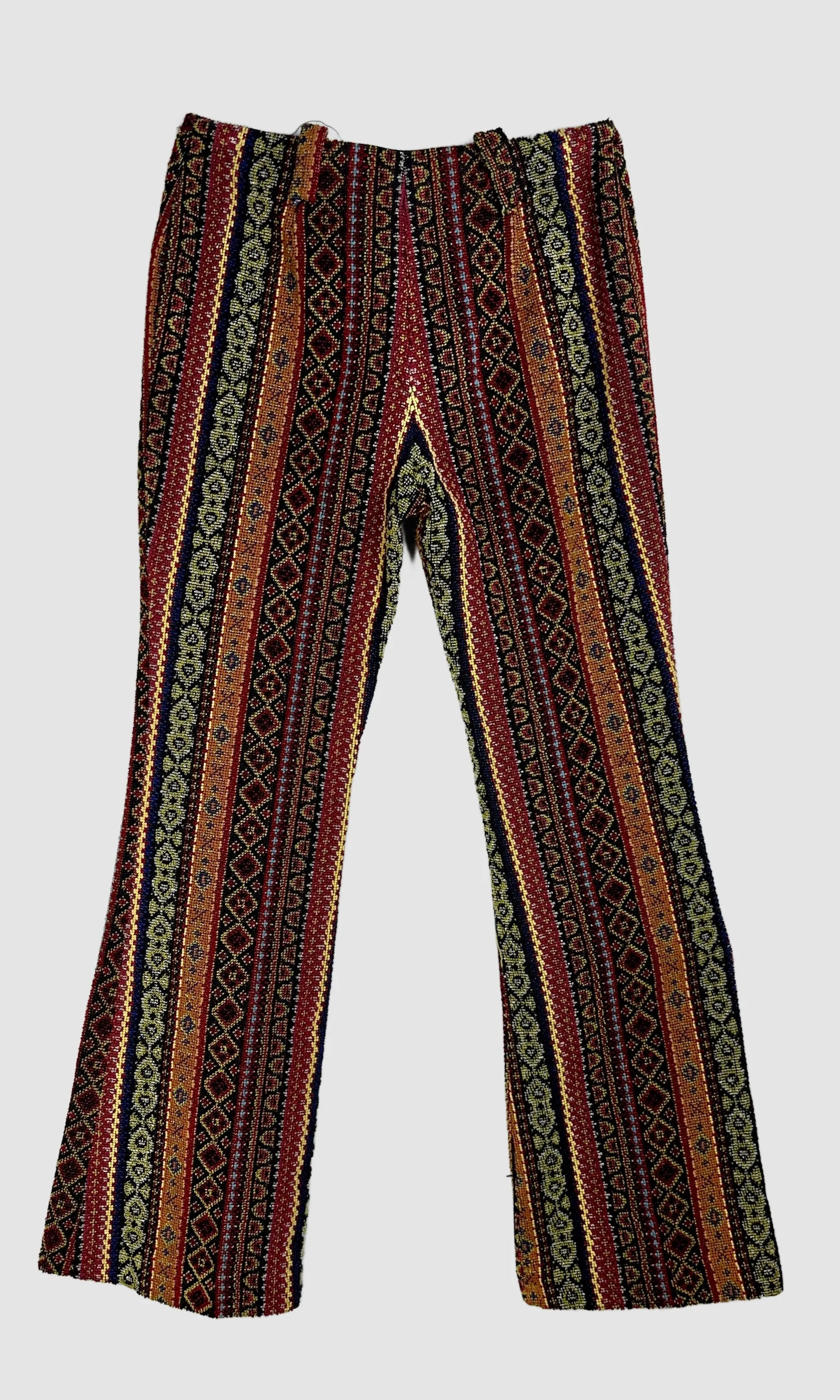 TOMBOY 60s Hip Hugger Hippie Tapestry Pants • XX Small