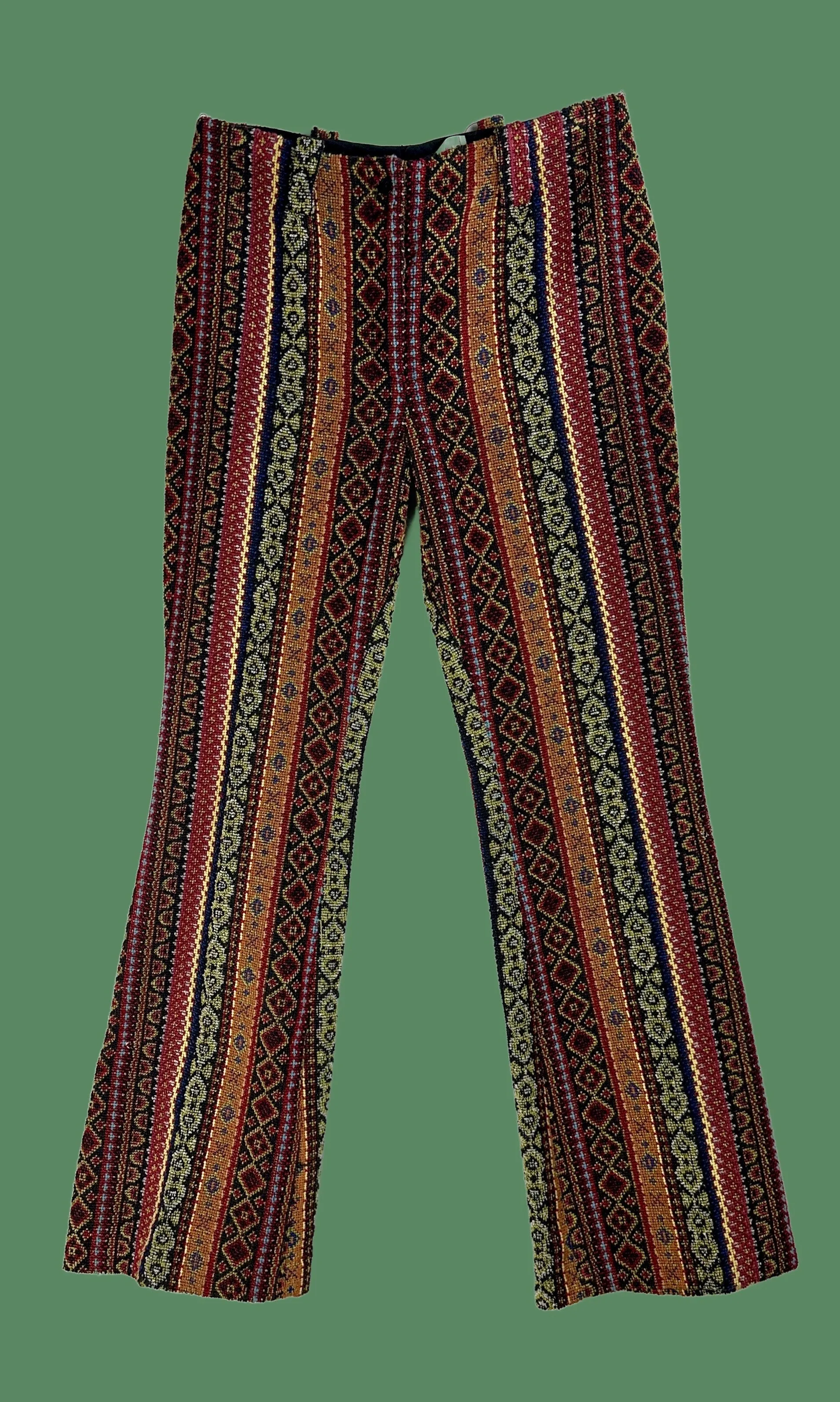 TOMBOY 60s Hip Hugger Hippie Tapestry Pants • XX Small