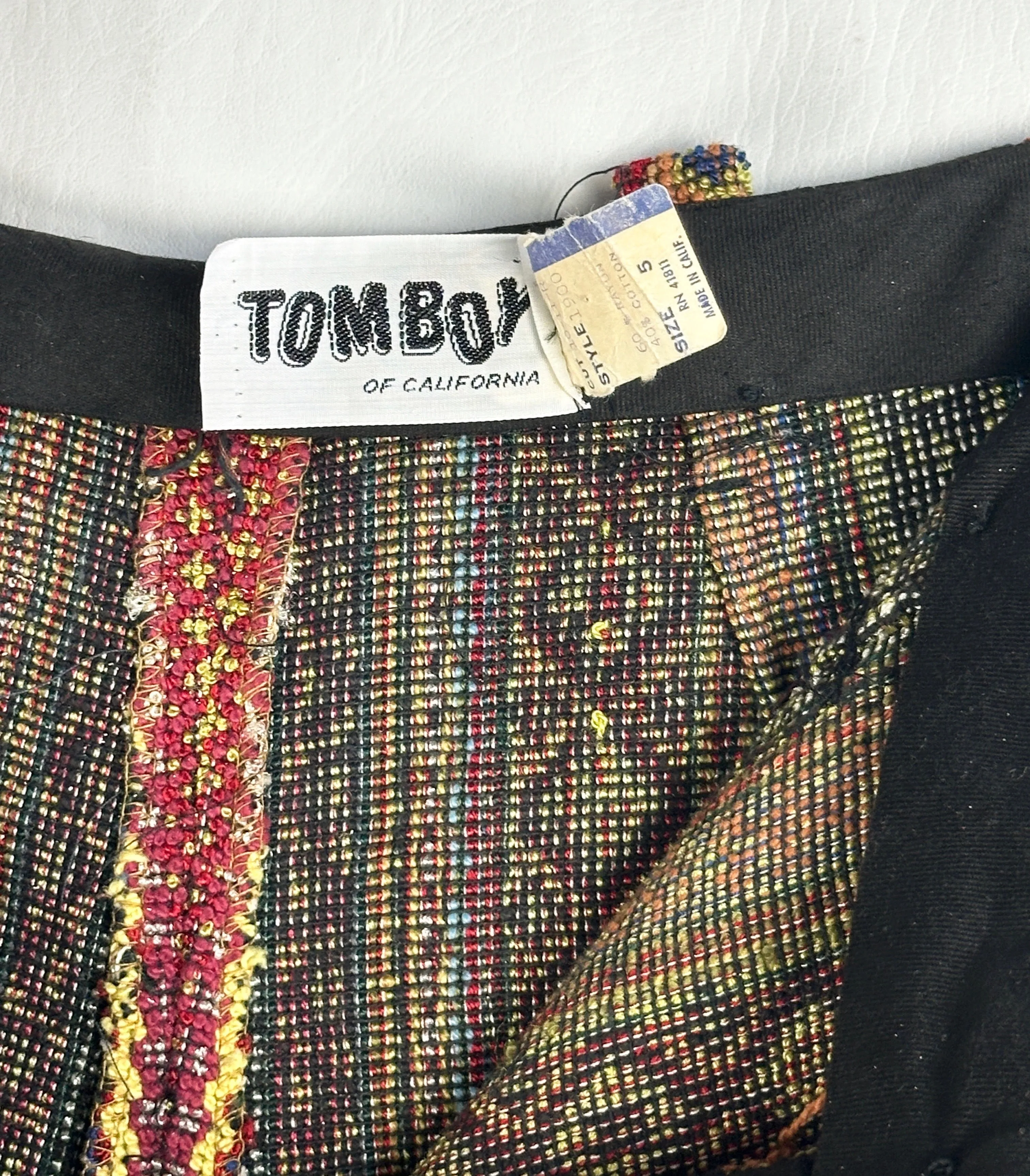 TOMBOY 60s Hip Hugger Hippie Tapestry Pants • XX Small