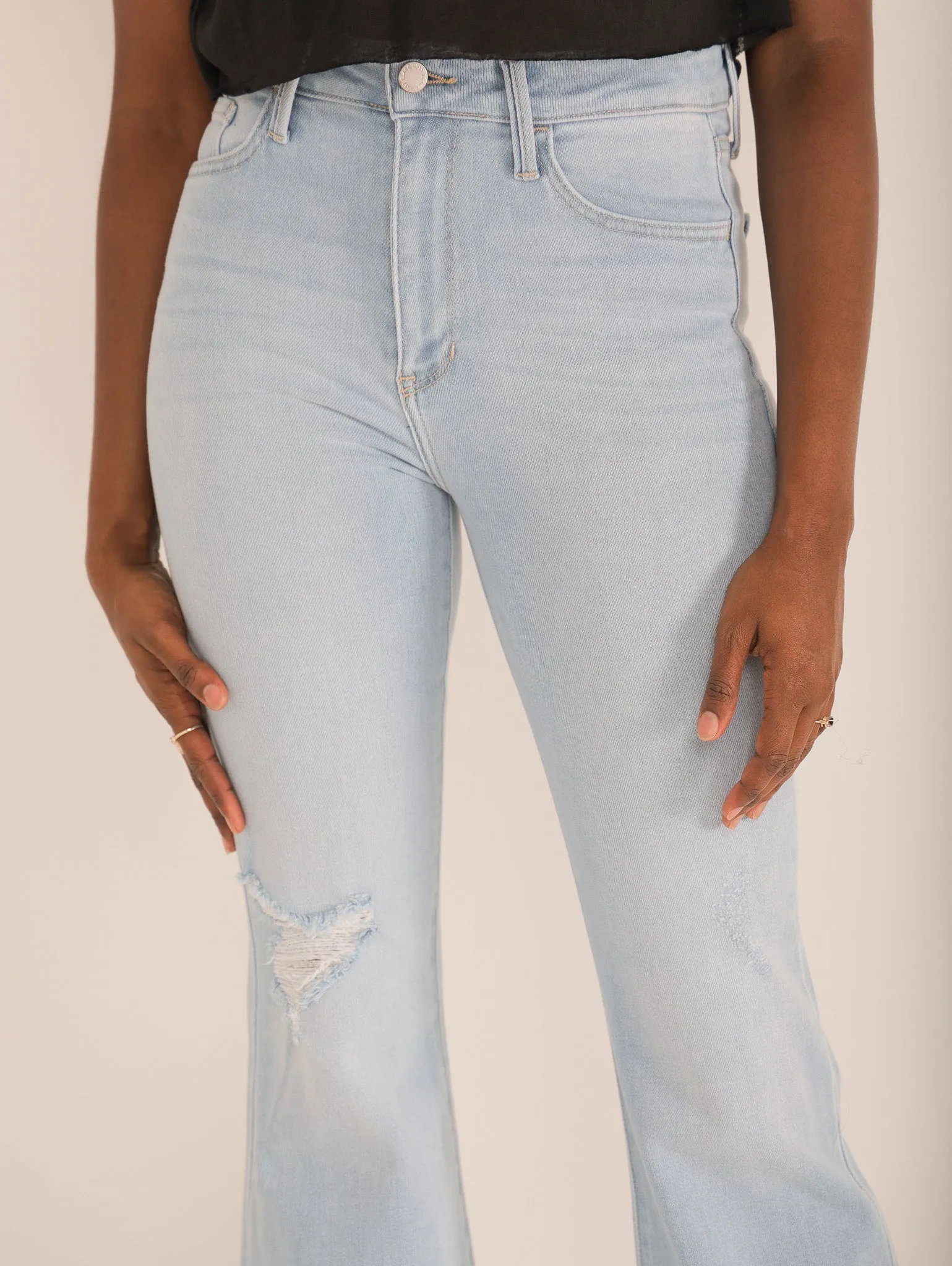 Understated Distressed Flare Jeans