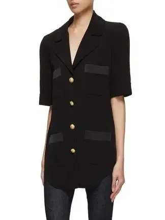 Women’s Belted Black Crepe Safari Shirt