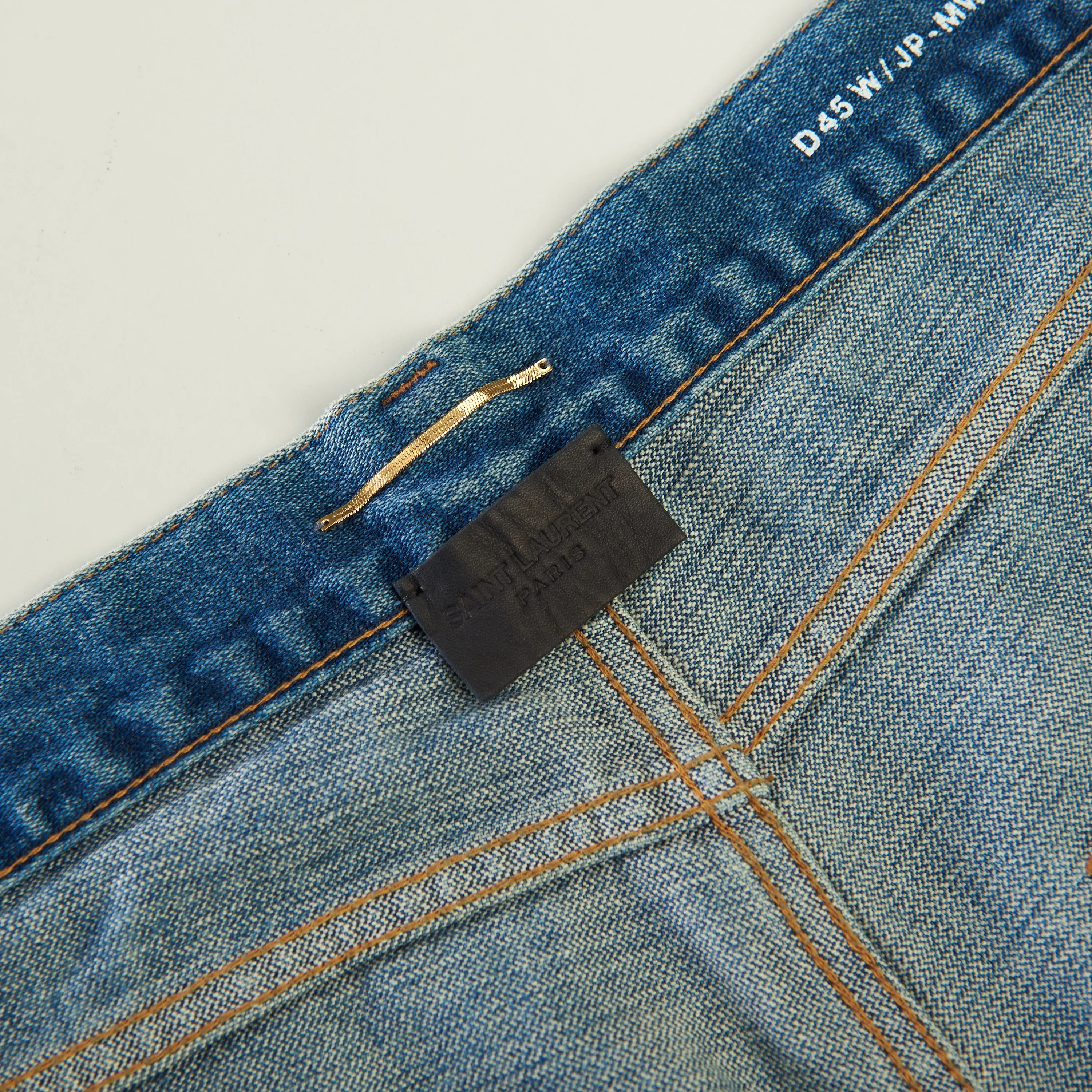 YSL High Waist Wide Leg Jane Jeans In 70s Serge Blue Denim